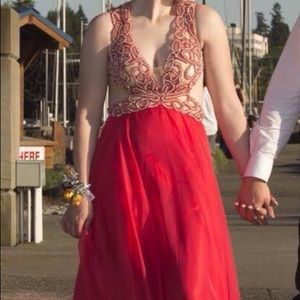 Open back homecoming or prom formal gown/dress